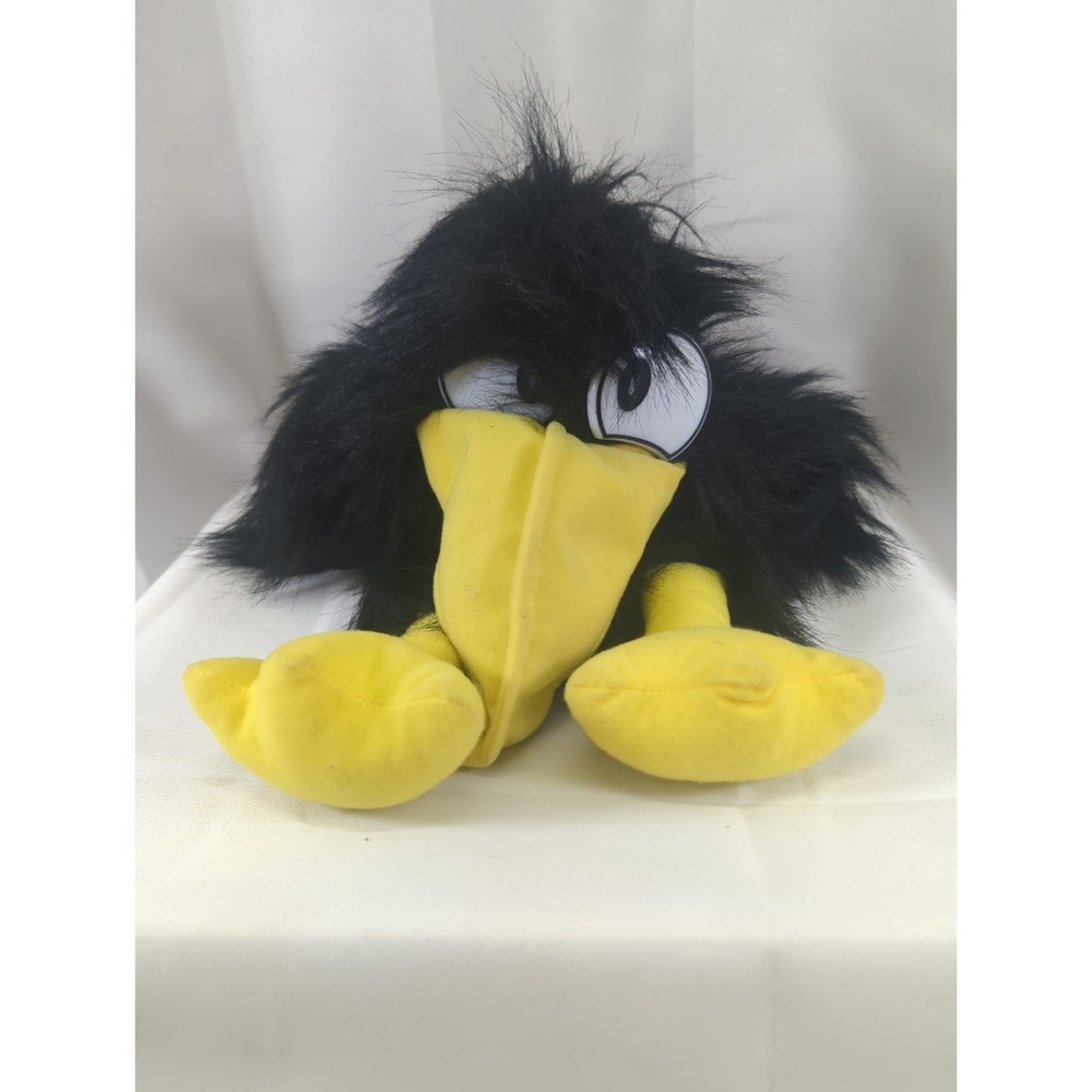 Vintage Kolden Toys Crow Black Bird Squawking Plush Hand Puppet 15" With Tag